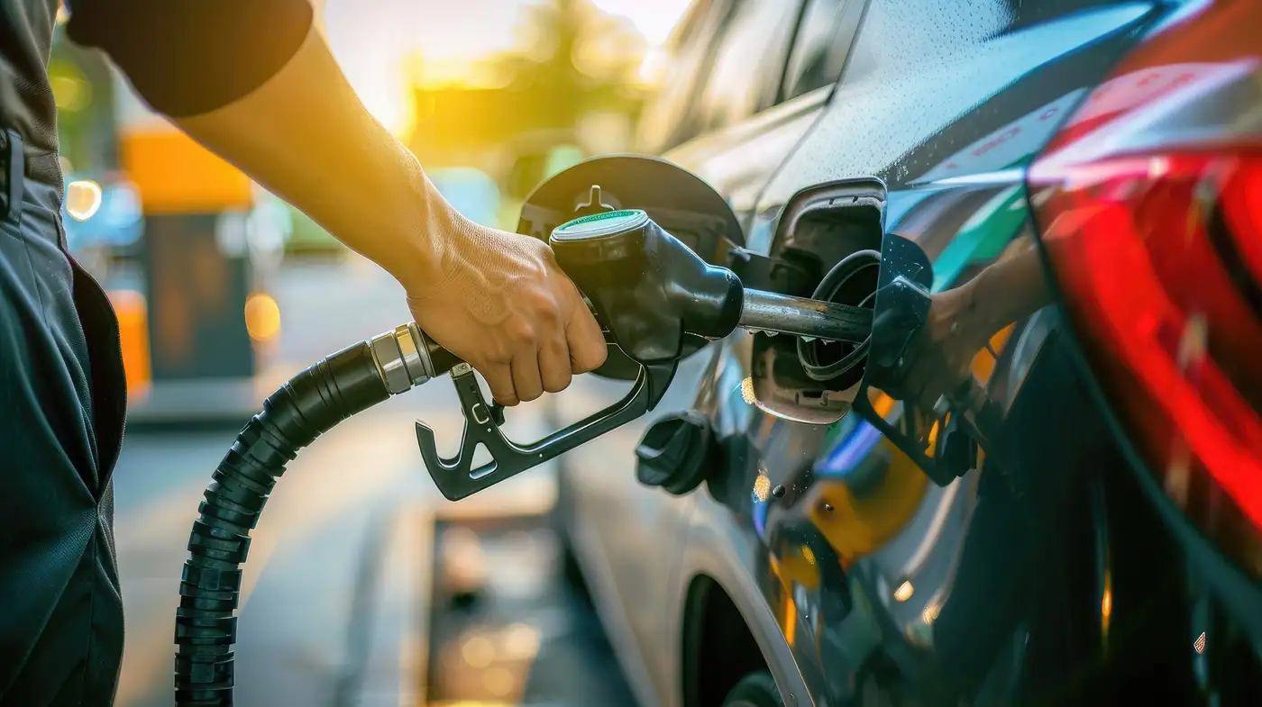 hombre caragndo combustible en su automóvil