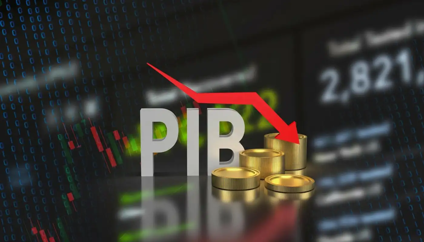 Imagen con gráfico cayendo que representa caída del PIB