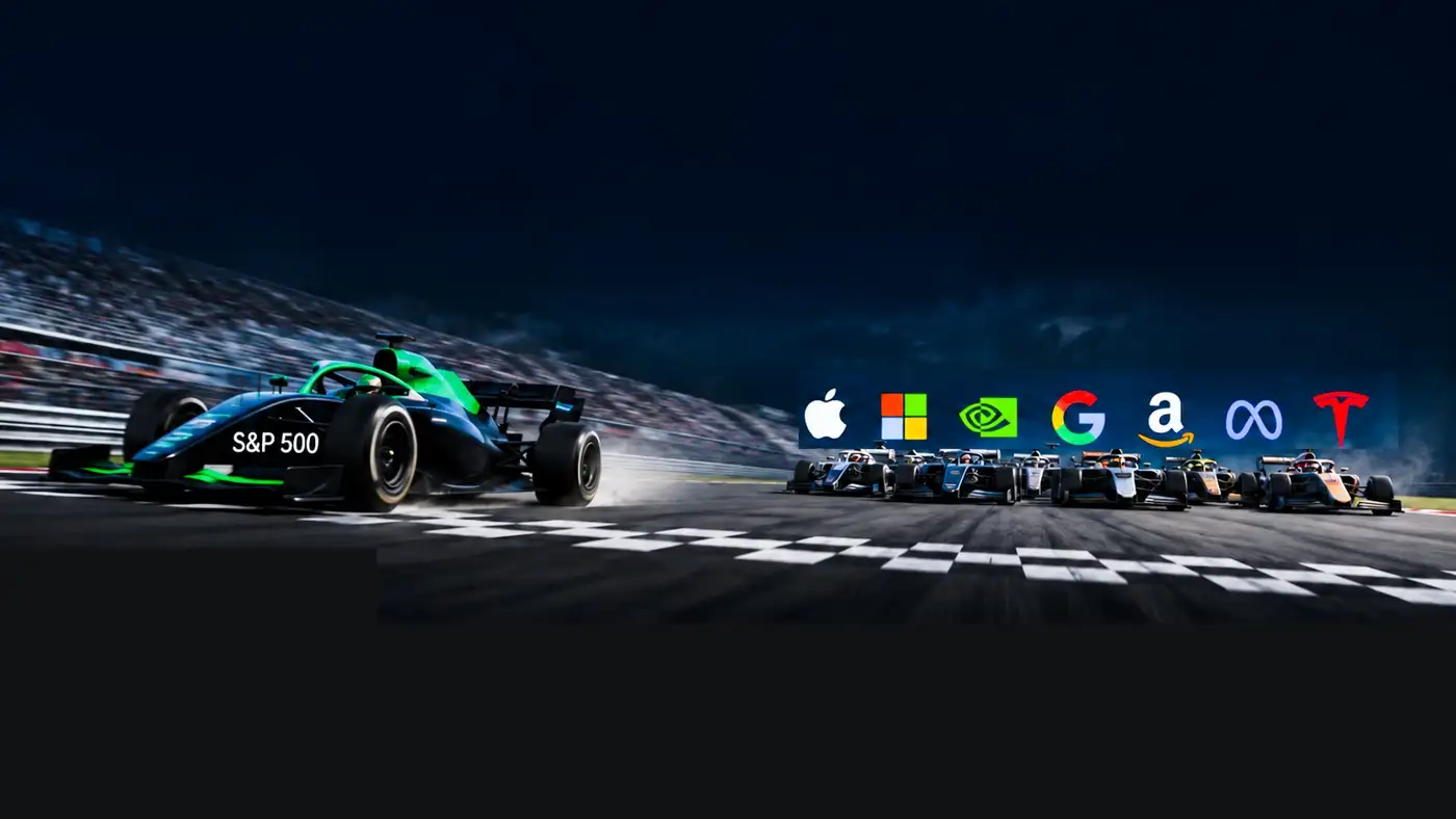 carrera de formula 1 donde gana el S&P500 por sobre las magníficas 7