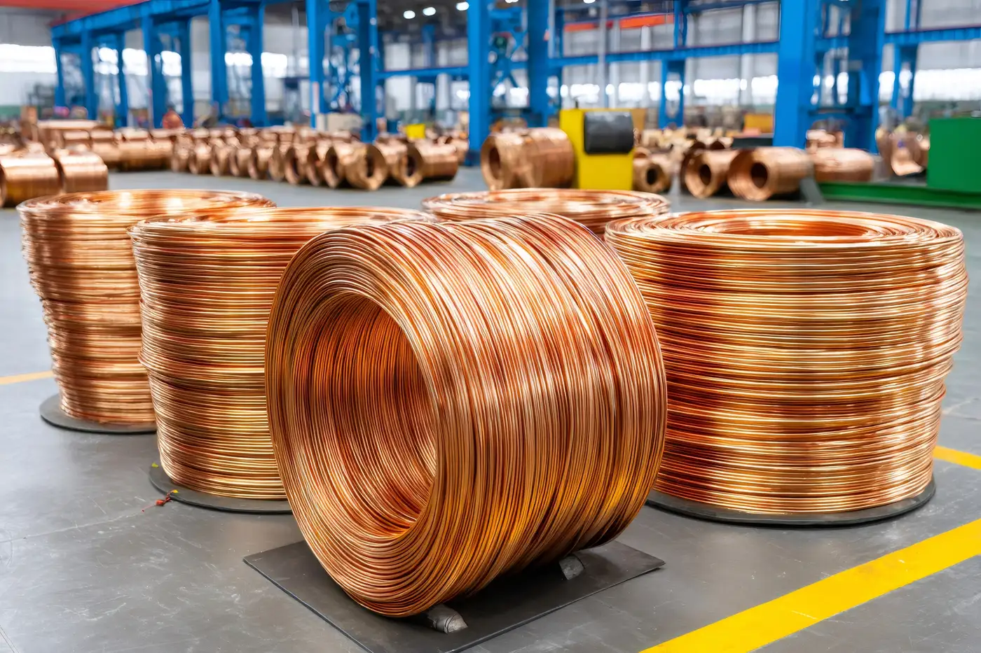 Fábrica de cable de cobre representando demanda de cobre para ia
